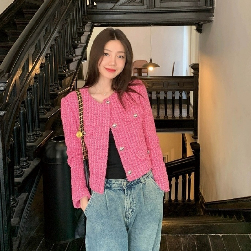 High-End French Style Jacket for Women 2025 Spring & Fall New Elegant High-Quality Pink Whitening Top