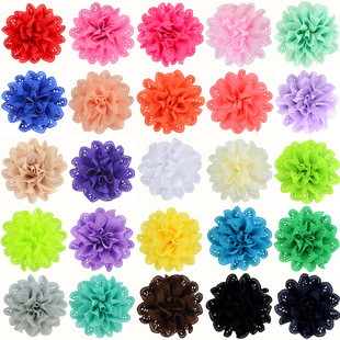 European and American Simple 10cm Hollow Mesh Chiffon Fabric Big Flower diy Children's Hair Band Headline Shoes and Hats Accessories