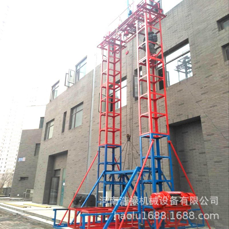 建筑用单柱双柱施工升降机 电控卷扬机上料龙门架 吊笼物料提升机