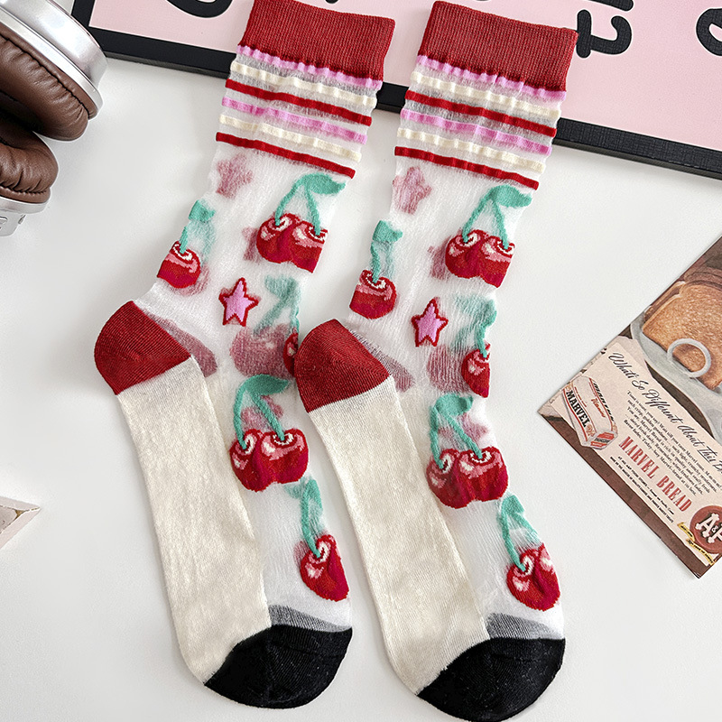Calcetines de mujer de seda de cristal transparente ultrafinos de alta calidad, estilo hada tulipán, para primavera y verano, modernos y únicos