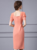 Bubble Sleeves Wrap Up Waist to Show Thin Pleated Square Neck Dress for Women's Summer 2023 New Style