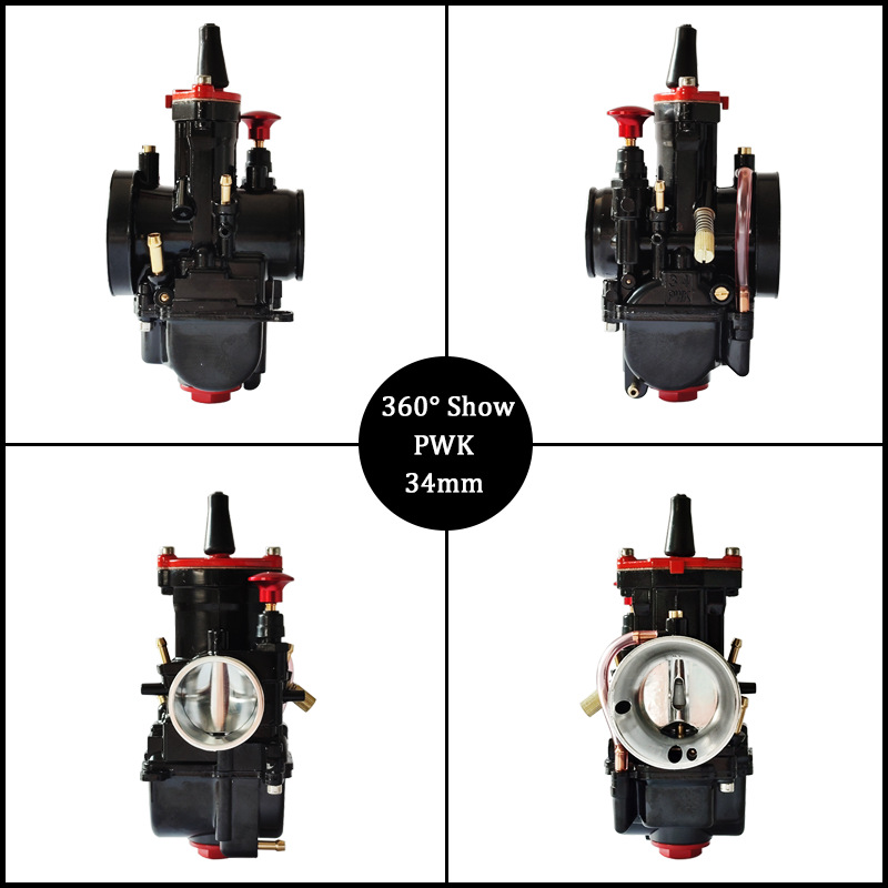 Maikuni Iron Box Motorcycle Pwk Carburetor 21 24 26 28 30 32 34mm Black and Red Painted Model