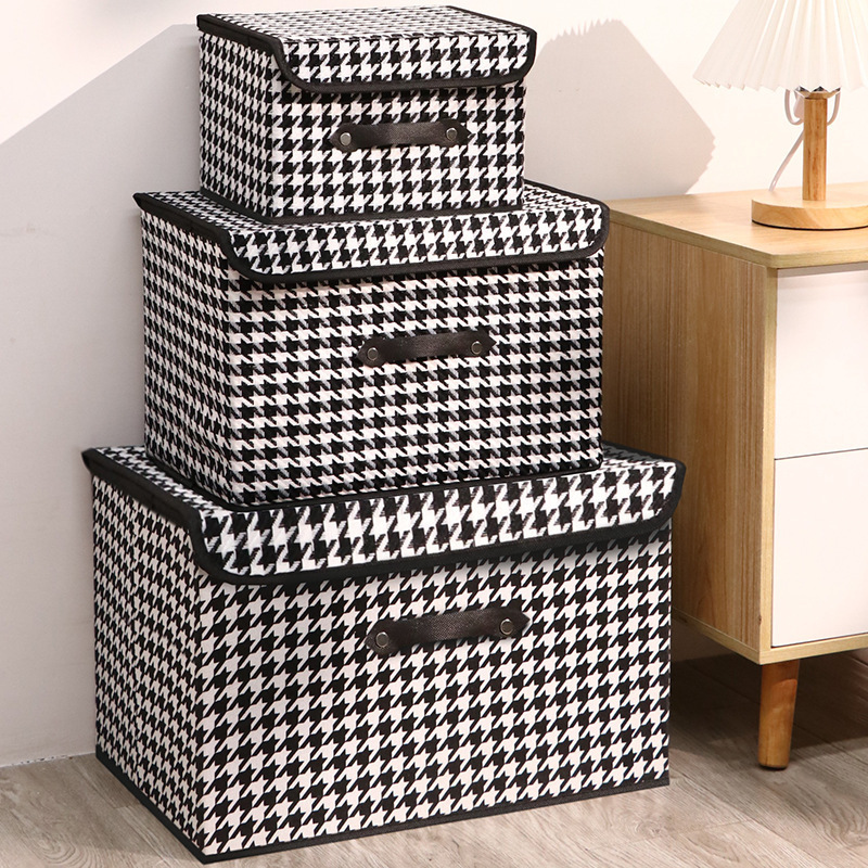 Clothing Storage Box, Fabric Portable Foldable Storage Box, Wardrobe Storage Box, Household Covered Clothes and Toy Organizing Box