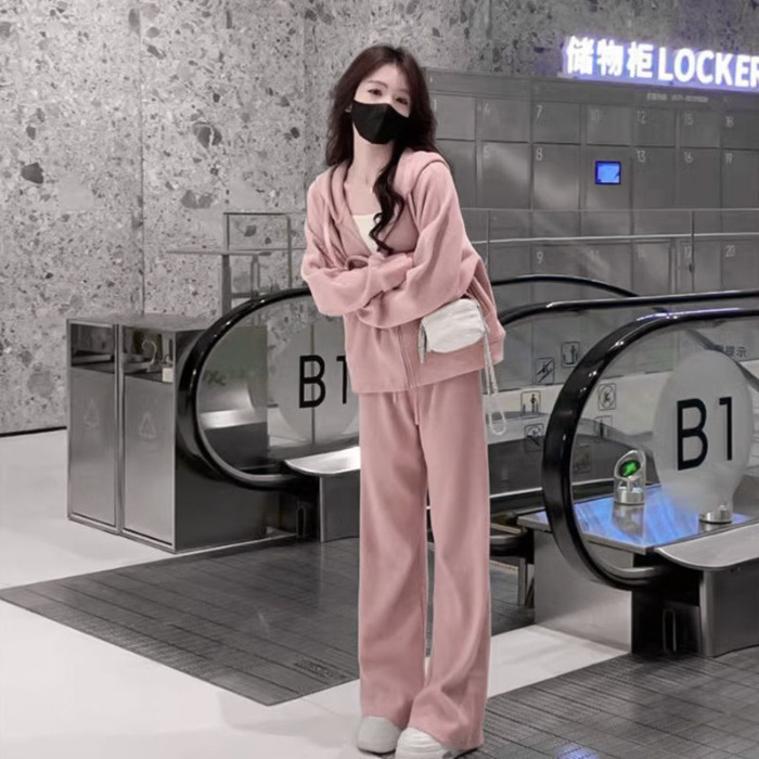 欧美跨境亚马逊早秋小个子韩系穿搭一整套休闲新款卫衣运动套装女|undefined