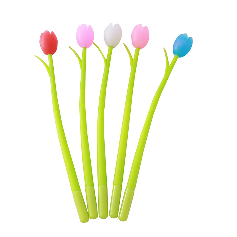Lápiz neutro de goma suave tulipas lindas flores estilo lápiz creativo papelería estudiantes lápiz de agua de alto valor de regalo