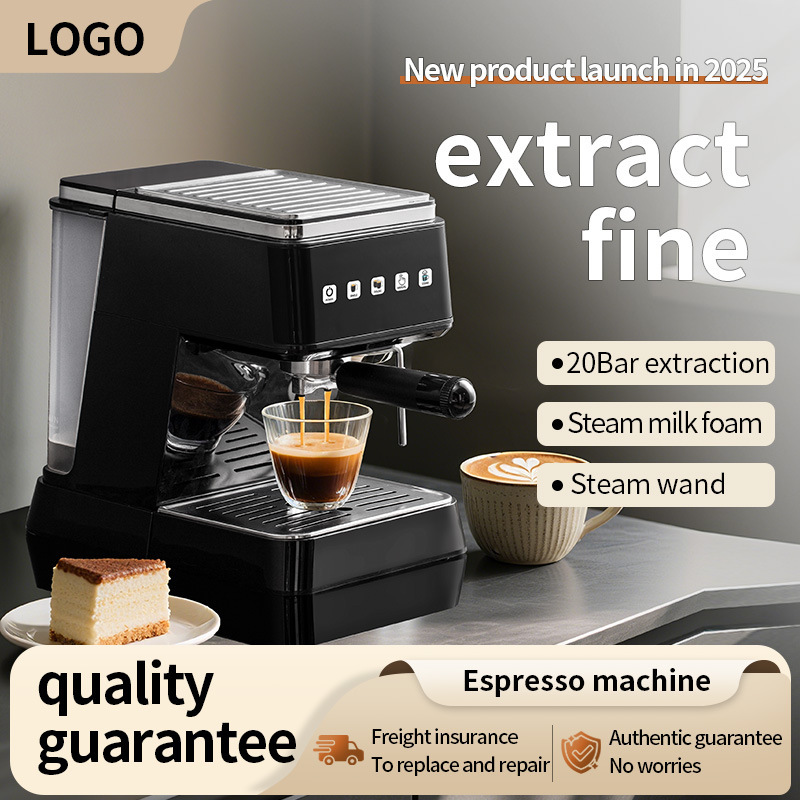 Italian Steam Semi-Automatic Espresso Machine Coffee Powder Household Milk Frother All-In-One Machine European and American British Standard Intelligent Heating