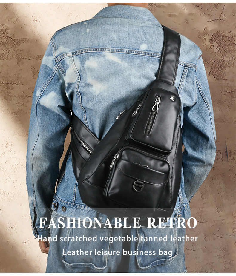 New Hot Ultra Soft Genuine Leather Chest Multifunctional Men's Shoulder Top Layer Cowhide Crossbody Bag, Trendy_voghion.com
