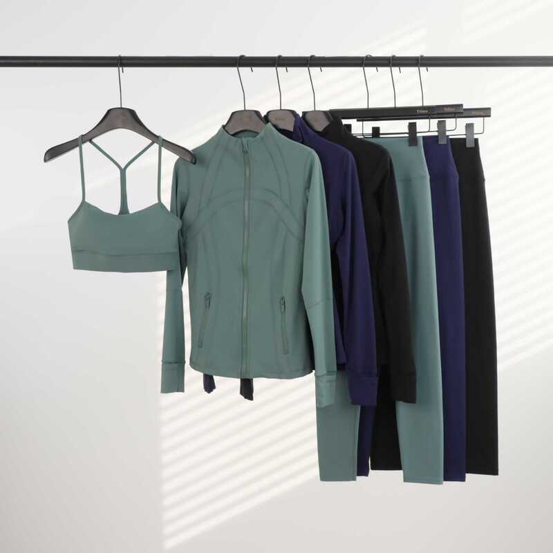 Ld Stand-Up Collar Jacket, Y-Shaped Vest, Cropped Pants Set, Sports High-Neck Hoodie, Yoga Sports Set for Women