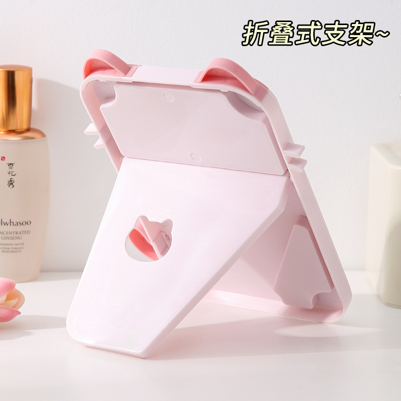 かわいい猫プリンセス化粧鏡ホームベッドルームデスクトップデスクトップ化粧鏡学生寮高精細折りたたみミラー|undefined