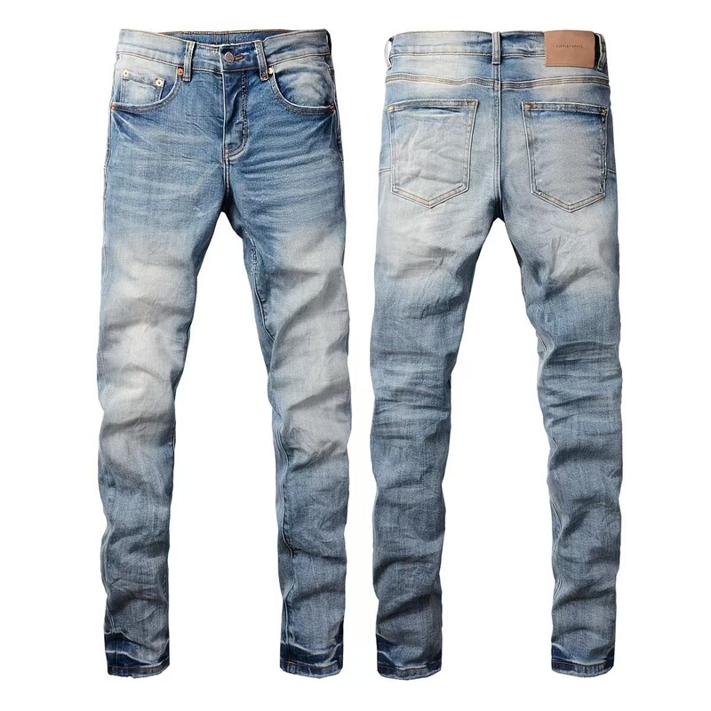 Foreign Trade Cross-Border European and American Trendy Streetwear Jeans, Fashionable Slim-Fit Ripped Distressed Denim