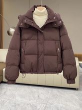 美拉德短款小个子连帽羽绒棉服女冬季新款宽松大码加厚冬外套