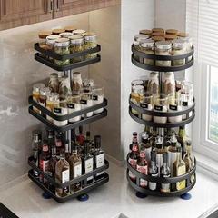 新しい回転調味料棚キッチン家庭用テーブル油塩渍け酢収納回転盤キッチン調味料棚