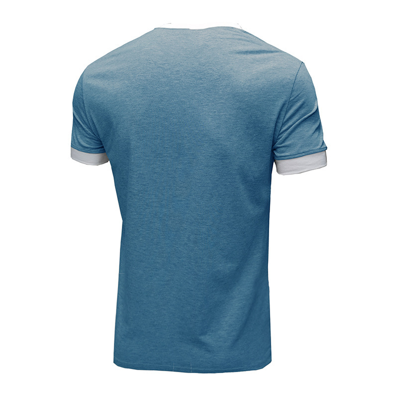 Sommer Neue Europäische und Amerikanische männer Casual Vielseitig Kurzarm T-shirt Rundhals Einreiher Top_voghion.com