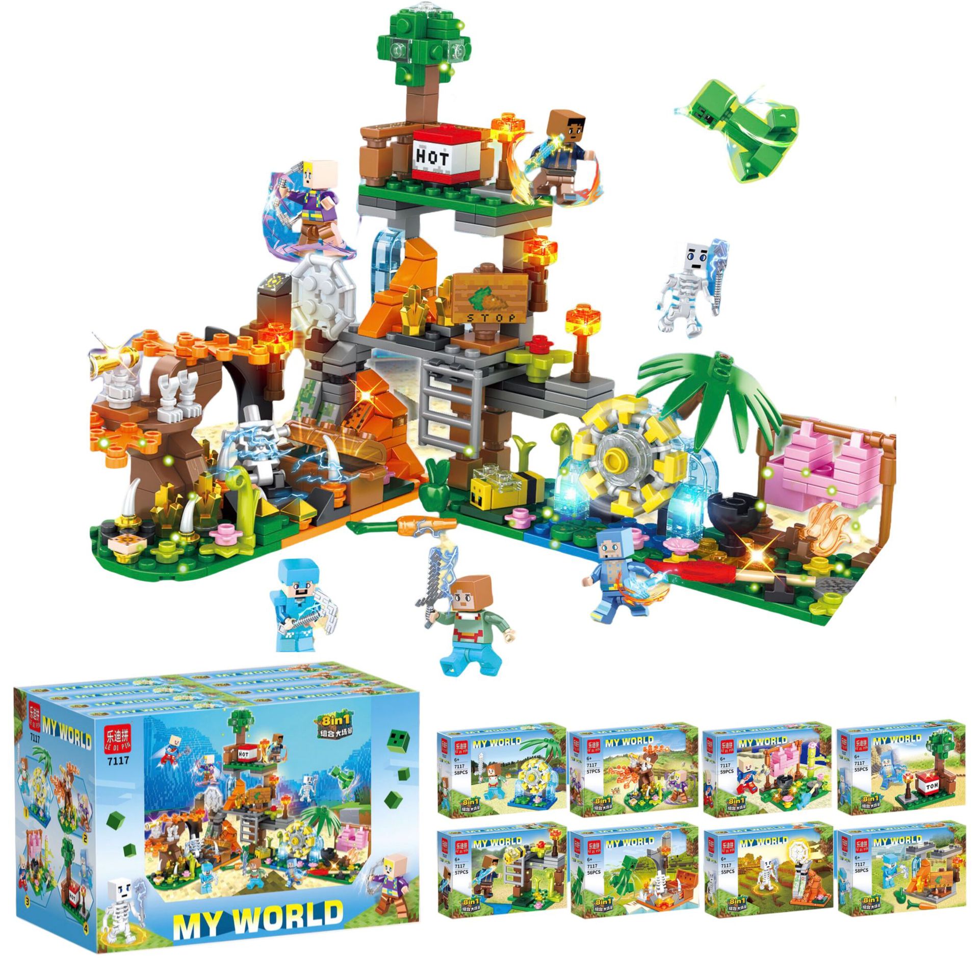 My Block World DIY Kompatibel Lego Block Partikel Kecil 8 in 1 Orang Anak Laki-laki dan Perempuan Teka-teki Mainan Rakitan