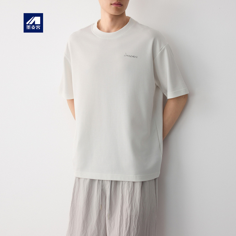 Momaik Men's High-Quality Commuting Simple Printed T-Shirt Men's 2026 Summer New Style 210g Men's Short Sleeve 75917