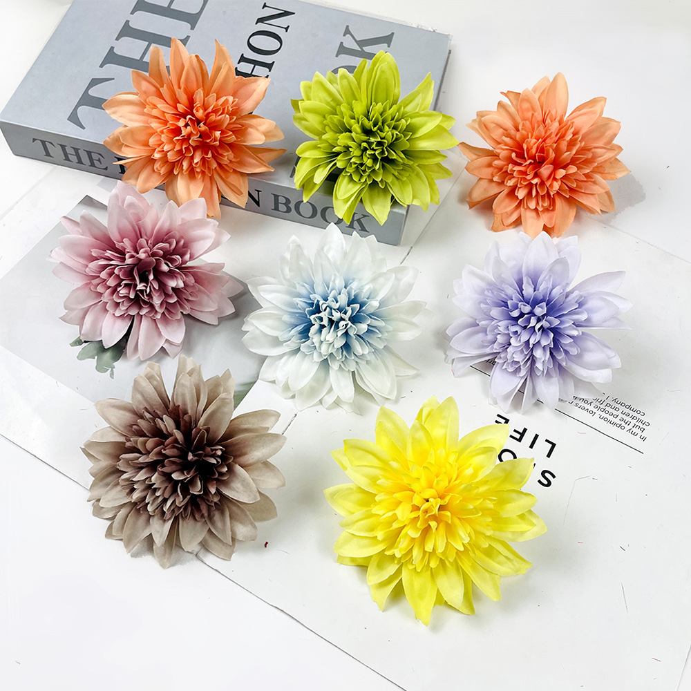 Simulación de belleza crisantemo flor al por mayor DIY tela tela de seda falsa flor ropa sombrero material paquete accesorios de fotografía ornamentos florales