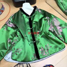 工厂新年老缎国风拼直销真丝水貂棉衣新中式女装秋冬盘扣服南油款