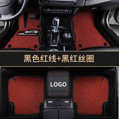Car-Specific Full-Coverage Car Mats: Modelə uyğun ayaqaltı - black-with-red-stitching-black-and-red-thread-trim