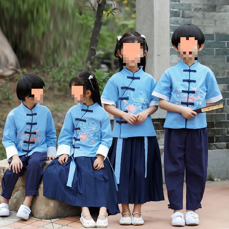 绿色伴侣童装男女童幼儿园汉服儿童中国风园服国学服演出红色古装