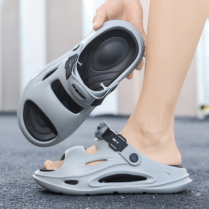 Verano nueva tendencia de uso exterior antideslizante fondo suave pisando heces sandalias juveniles deportes al aire libre sandalias de playa zapatos de hombre