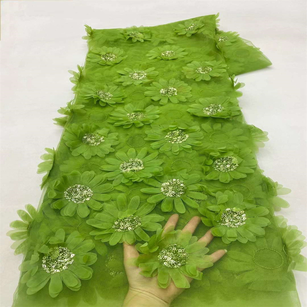 Moda 3D decal tridimensional bordado tela de encaje vestido de estilo francés transparencia de moda de tela de encaje