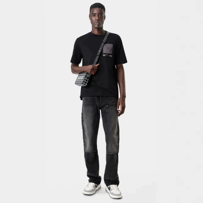 26 High-Quality Cross-Border Fashion Brand Short-Sleeve Amiri T-Shirt with Printed Wash Effect, American-Style Heavyweight Pure Cotton for Men and Women