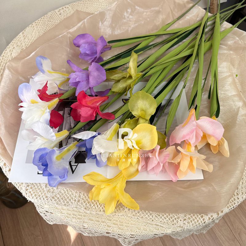 鳶尾花仿真愛麗絲婚禮堂咖啡店軟裝美陳插花裝飾假花家居外貿花材