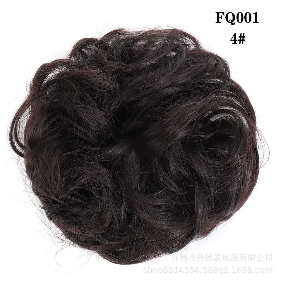 Messy bun with rubber band hair extension black Brown donut bun high temperature fiber wig factory wholesale