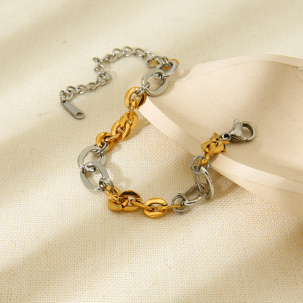 coffee bean chain Chain Type 1 Piece Quantity Vintage Style Classic Style Geometric 304 Stainless Steel 18K Gold Plated Chain-free Bracelets In Bulk