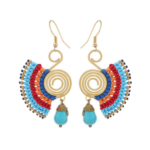 Small design ethnic woven retro elegant earrings handmade