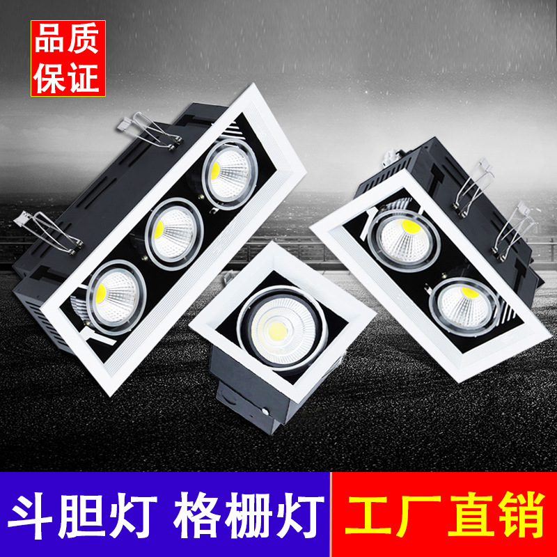 led射灯嵌入式斗胆灯商用店铺豆胆灯双头天花灯格栅灯单头3头射灯