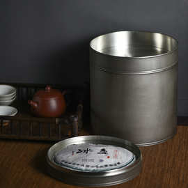 手工桶形双层普洱茶饼大锡罐家用大号纯锡存储茶罐茶仓密封罐