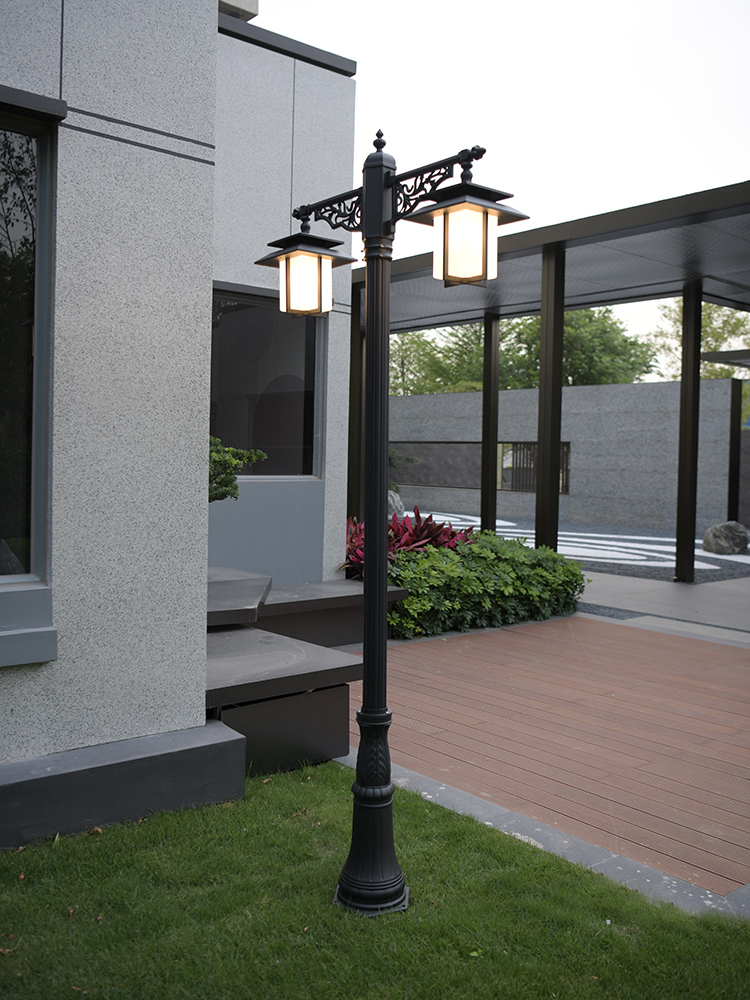 中式户外太阳能防水庭院灯花园别墅景观室外公园家用米高杆路灯