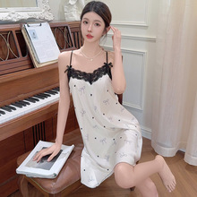 女冰丝吊带夏季新款睡裙性感纯欲甜美可爱吊带裙薄款睡衣厂家代发