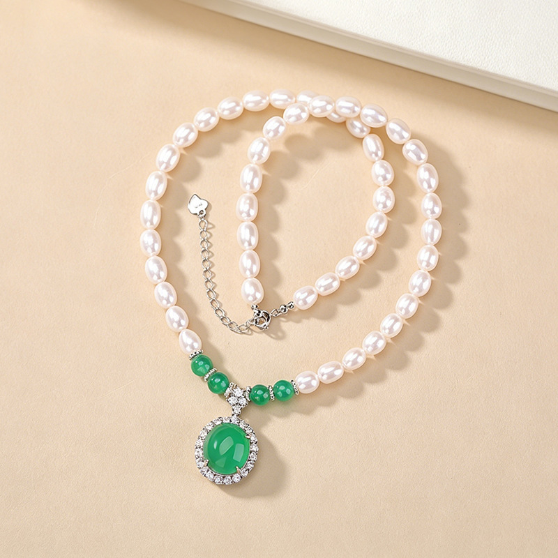 Vòng cổ ngọc trai nước ngọt tự nhiên bạc S925 mạ vàng – set dây chuyền tặng mẹ — Bộ chuỗi