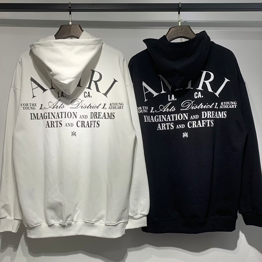 AMIRI suéter colección de letras de impresión transfronterizas 360 gramos de anillo masculino suelto casual sudadera encapuchada
