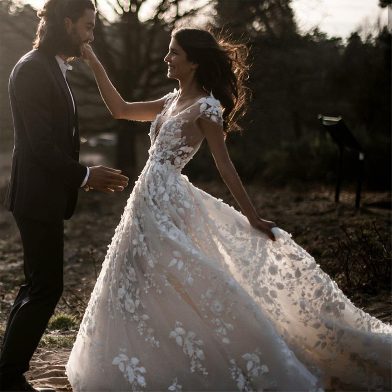 2025 nuevo comercio exterior transfronterizo Amazon Wish una pieza de nuevo estilo europeo y americano vestido de novia mujer