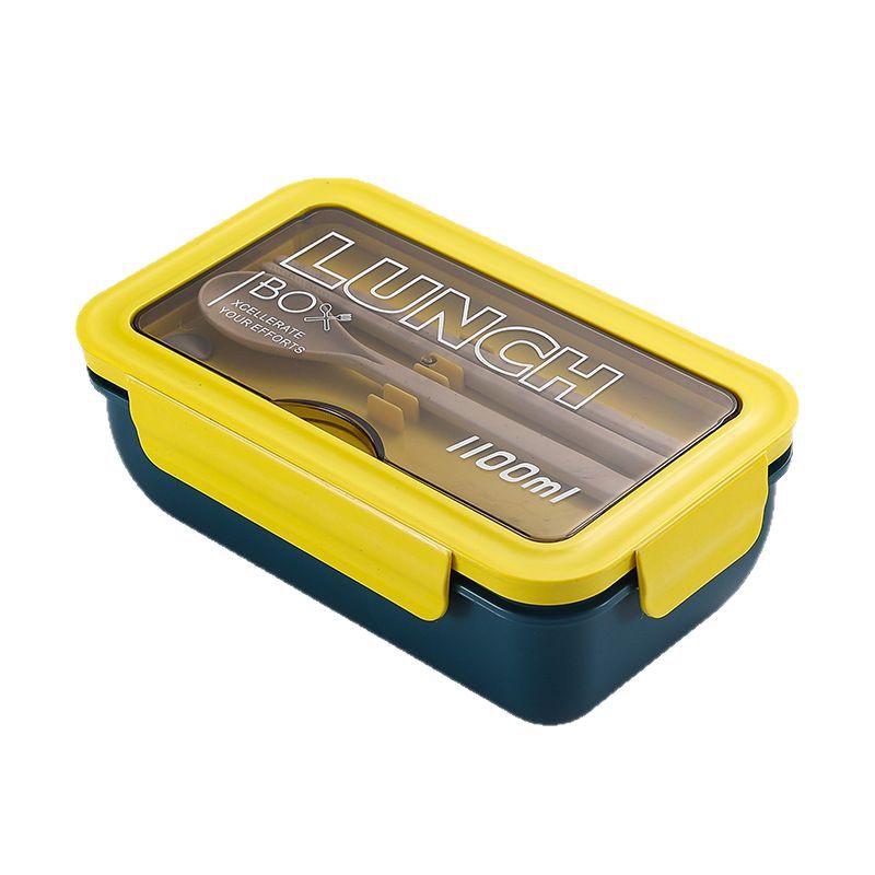 Fiambrera de plástico Caja de almuerzo dividida portátil de estilo japonés con vajilla para estudiantes de oficina Caja de almuerzo sellada de gran capacidad