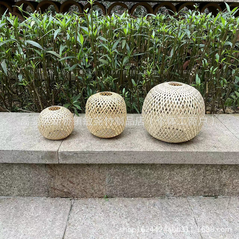 Buca linterna de bambú hecha a mano pura lámpara candelabro en el hogar decoración de ocio Zen retro con soporte de lámpara