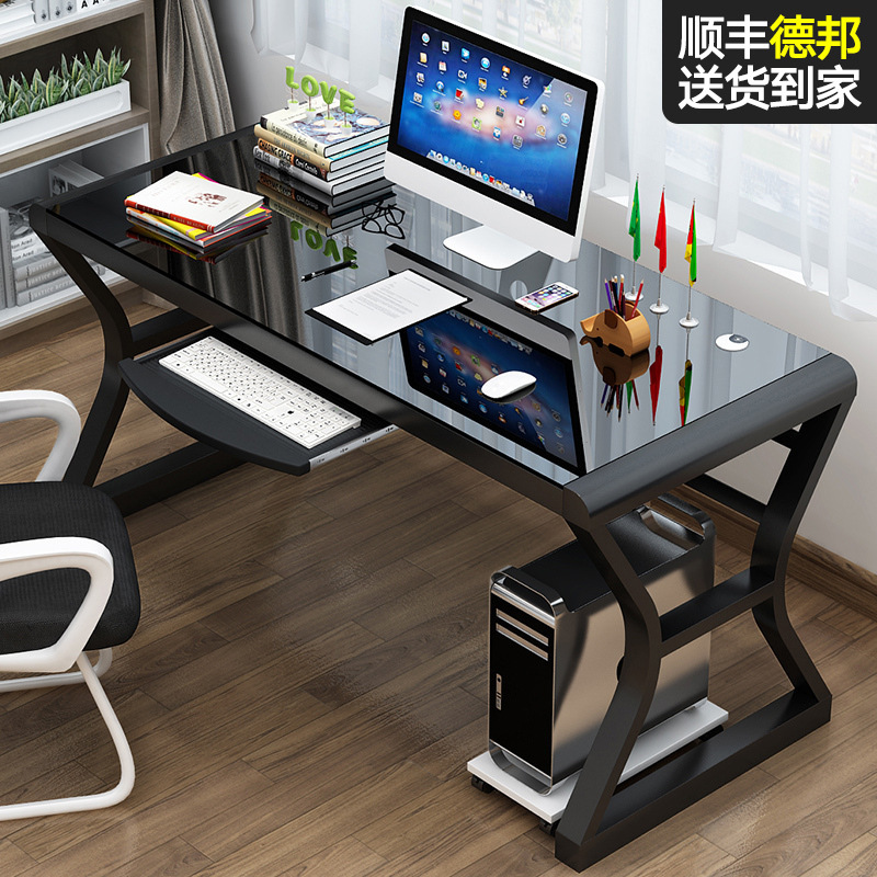 Simple Desktop Computer Desk Home Bedroom Game E-sports Desk Study Desk Tempered Glass Computer Desk Economical
