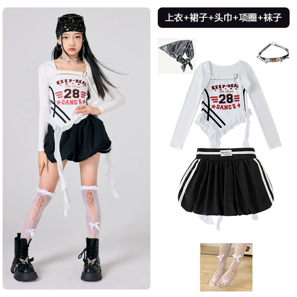 White black cloak, scarf, choker, lace tights, lifting effect