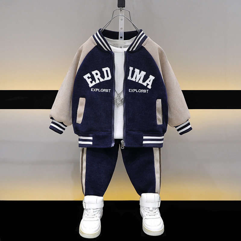 6380 Traje deportivo de otoño para niños 2025 nuevo estilo fresco y guapo ropa casual de otoño para bebés de dos piezas primavera y otoño para niños