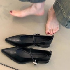 羊皮版 ~ レトロな気質の先のメアリー珍靴の女性の一字は本革の浅い口の靴の太さと小さい靴をバックルします。