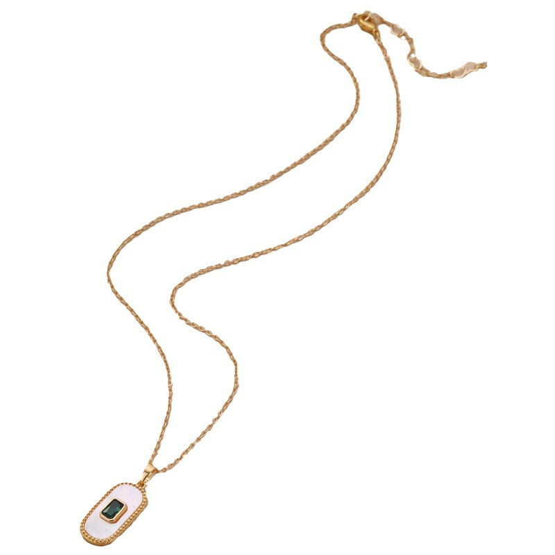 Retro oval ZIRCON chapado en oro collar ins personalidad simple avanzada clavícula cadena moda temperamento Collar para las mujeres