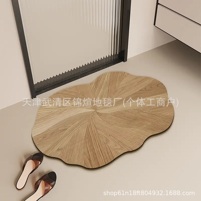Temu亚马逊仿真木纹地垫浴室硅藻泥吸水防滑脚垫入户易打理蹭脚垫|undefined