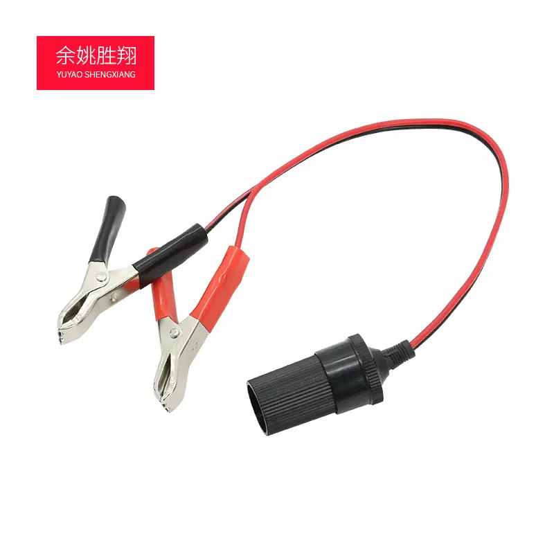 鱼夹线 红黑平行线电瓶夹 半护套鱼夹 鱼夹配点烟器母座电源线