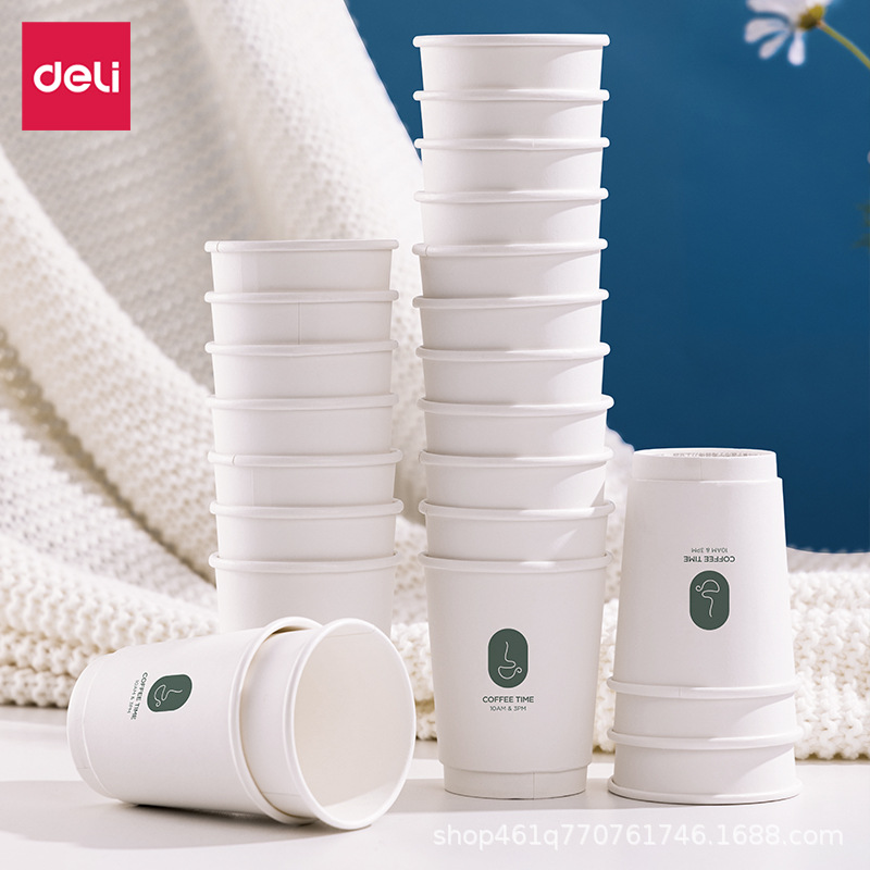 Taza de papel desechable de Déli, taza de agua doméstica, taza de agua de oficina, taza de menú comercial, taza de café caliente