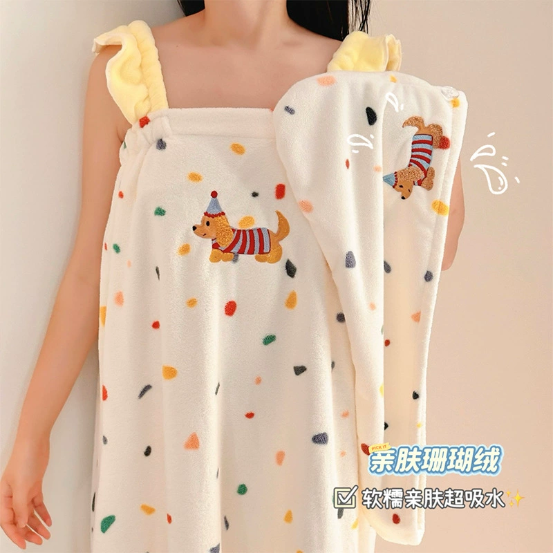 Quick dry soft bathrobe, hair towel, bath towel, set, loose fit, lifting effect