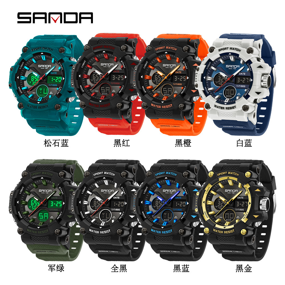SANDA marca Amazon explosivo reloj electrónico de deportes estudiantes reloj electrónico despertador reloj multifuncional impermeable
