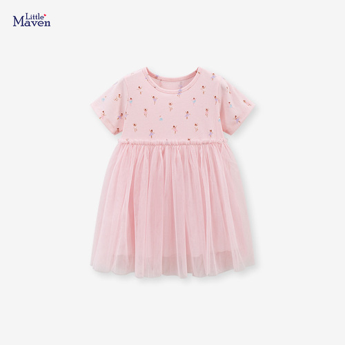 Little Maven Western-style net dress for girls - summer new short-sleeve princess dress children's dress